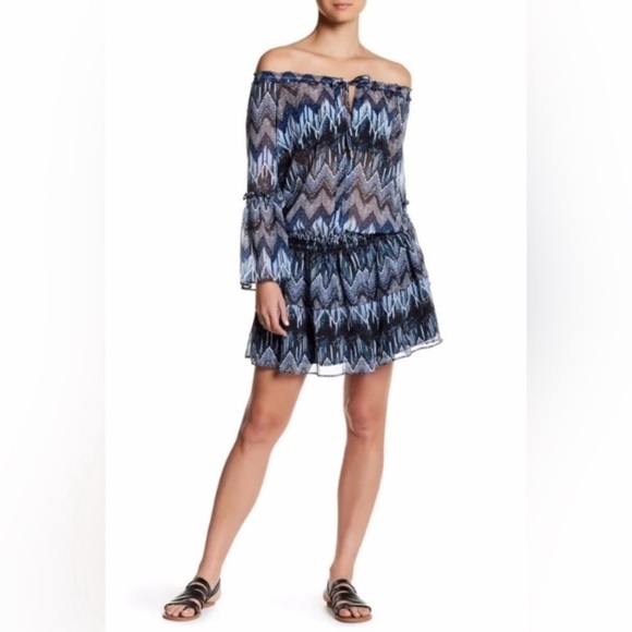 RED CARTER Indigo Blues Chiffon Beach Coverup Tunic - Picture 2 of 15